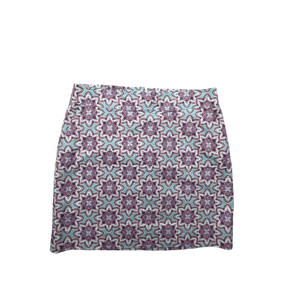 Talbots Skirt Womens 16 Multicolor Floral Cotton Stretch Twill Knee Length
